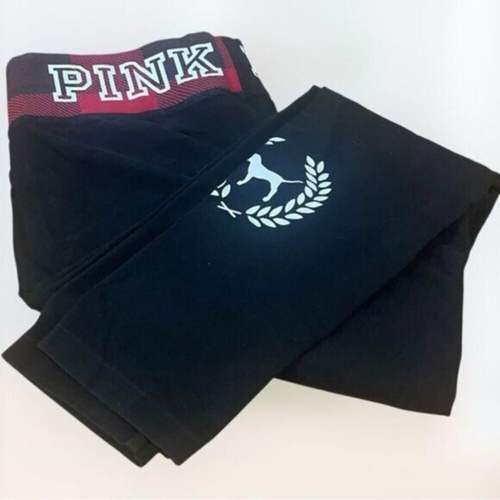 Victoria’s Secret PINK Lg Leggings Black with Plaid Waistine